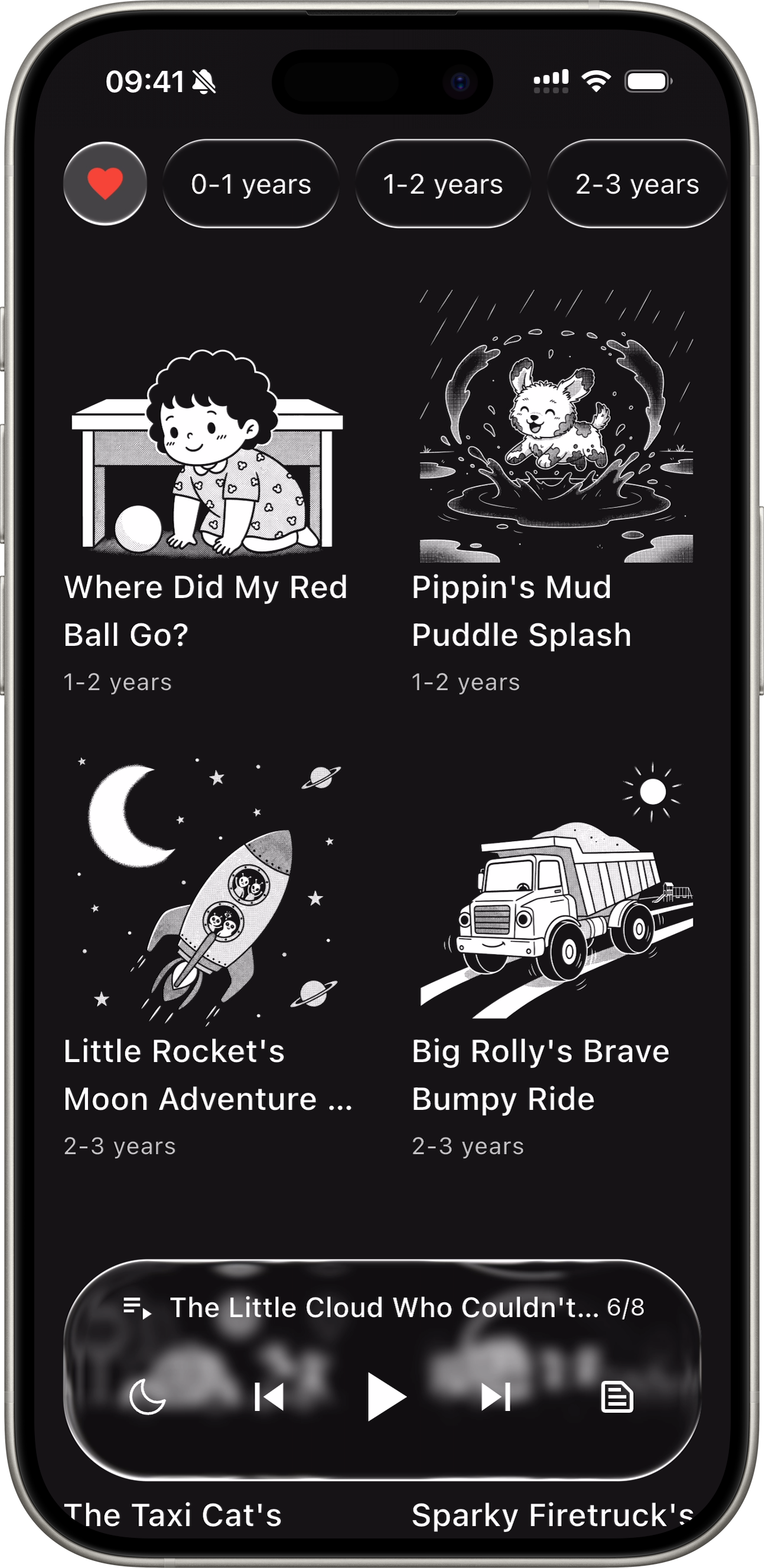 Lulululu app mockup showing the bedtime stories interface